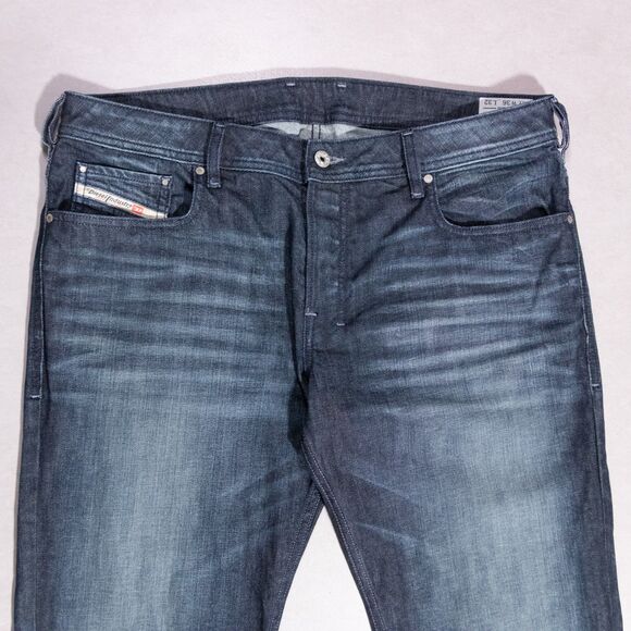 Diesel Zathan Stretch Regular Boot Cut Denim Blue Jeans Mens Size 37x32 USA Made - Picture 2 of 9